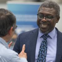 Dean Ogundipe talking during reception 8